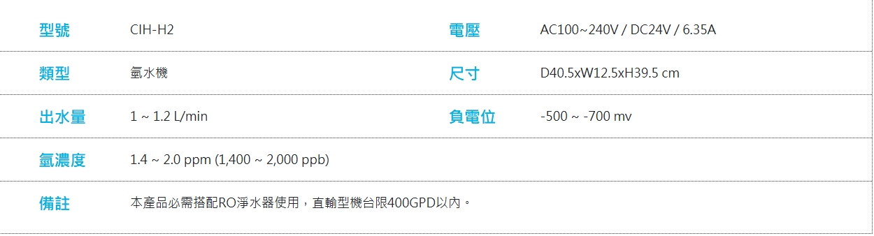 CIH-H2智能氫水機